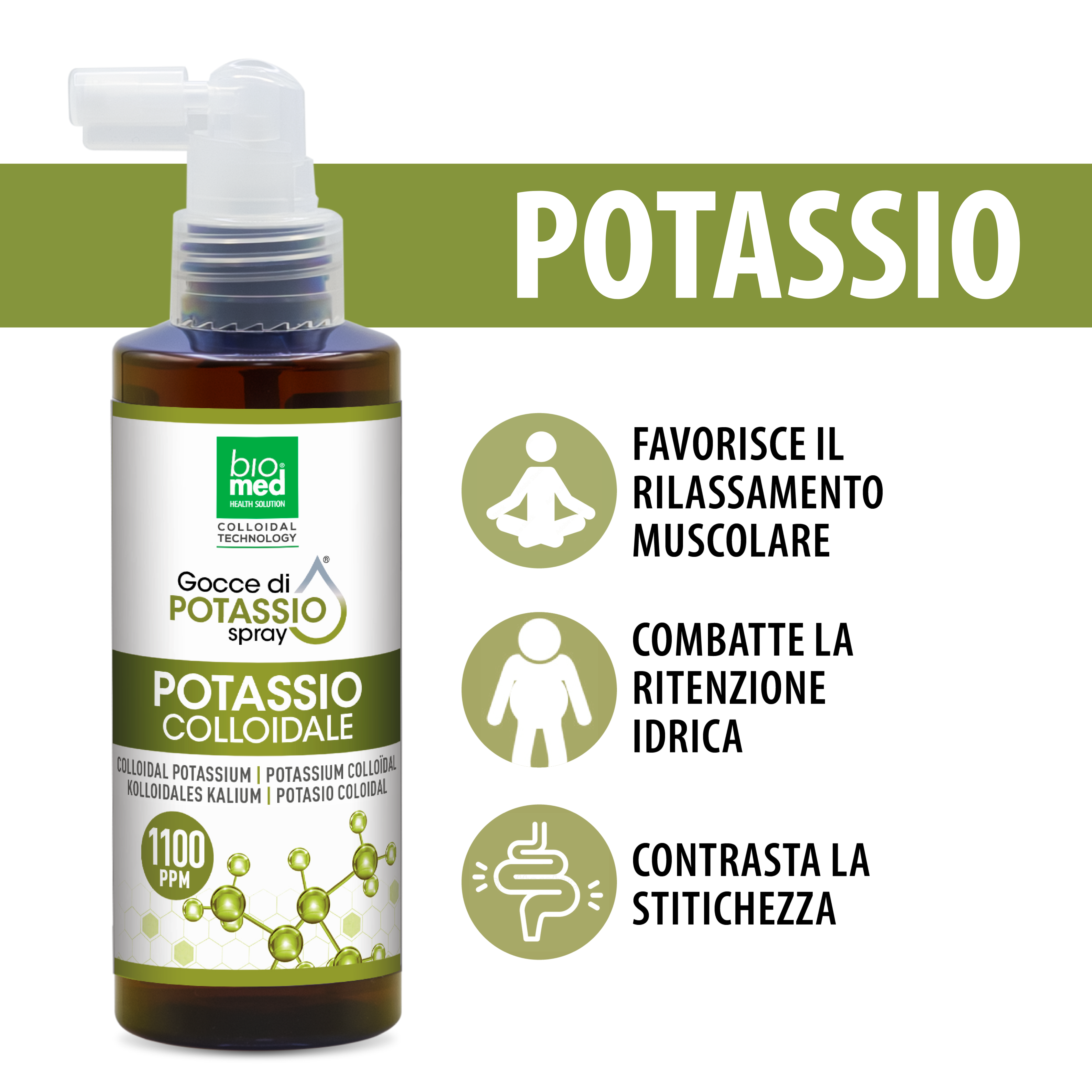 Potassio colloidale spray sublinguale 1100 ppm - 150 ml - Biomed Colloidali - Sito Ufficiale - Acquista quì i tuoi colloidali Spray