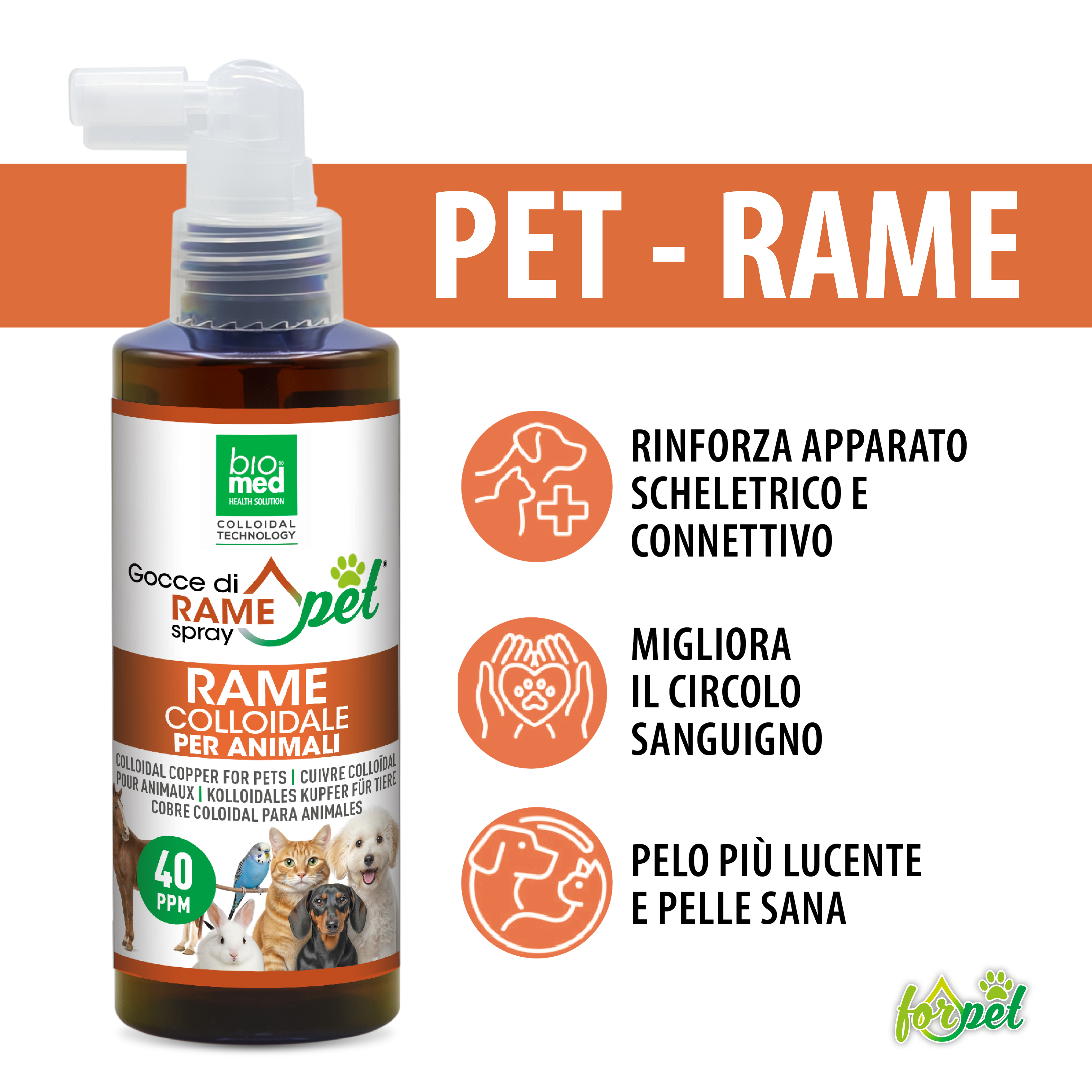 For Pet – Rame colloidale spray per animali - 150ml - Biomed Colloidali - Sito Ufficiale - Acquista quì i tuoi colloidali Spray