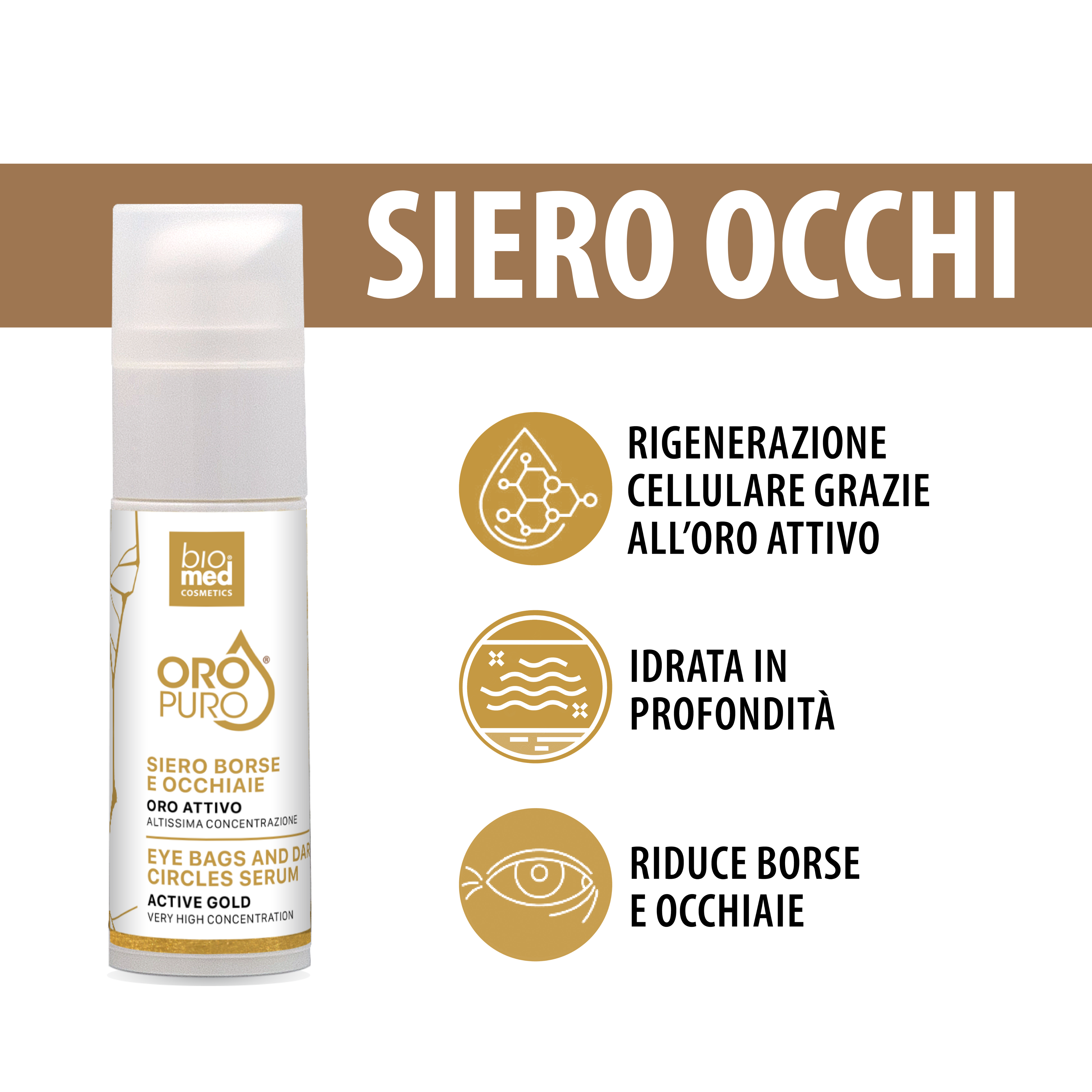 Siero contorno occhi all'Oro puro - 30 ml Biomed - cosmetico all'Oro puro
