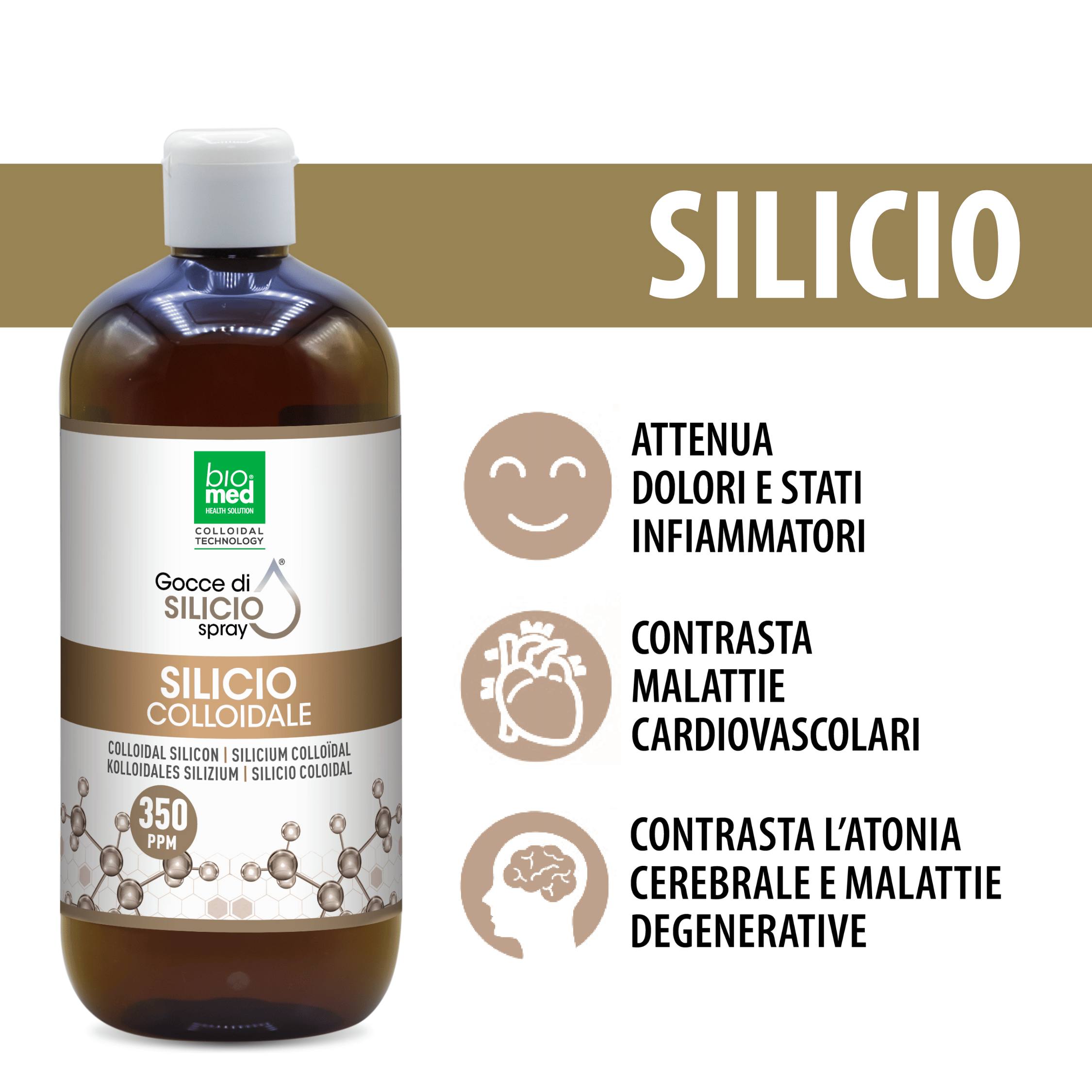Silicio colloidale spray sublinguale 350 ppm - 500 ml - Biomed Colloidali - Sito Ufficiale - Acquista quì i tuoi colloidali Spray