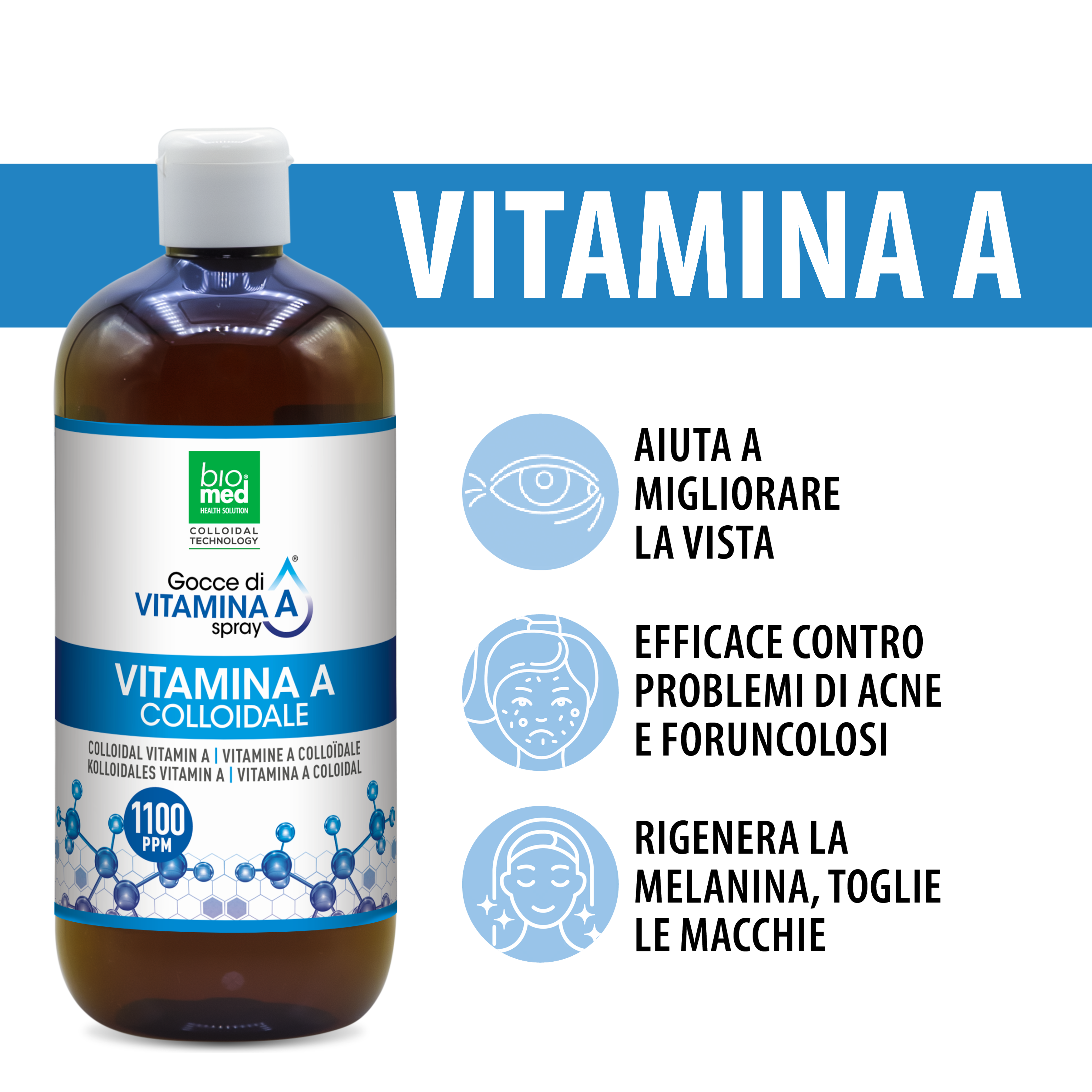 Vitamina A colloidale spray sublinguale 1100 ppm - 500 ml - Biomed Colloidali - Sito Ufficiale - Acquista quì i tuoi colloidali Spray