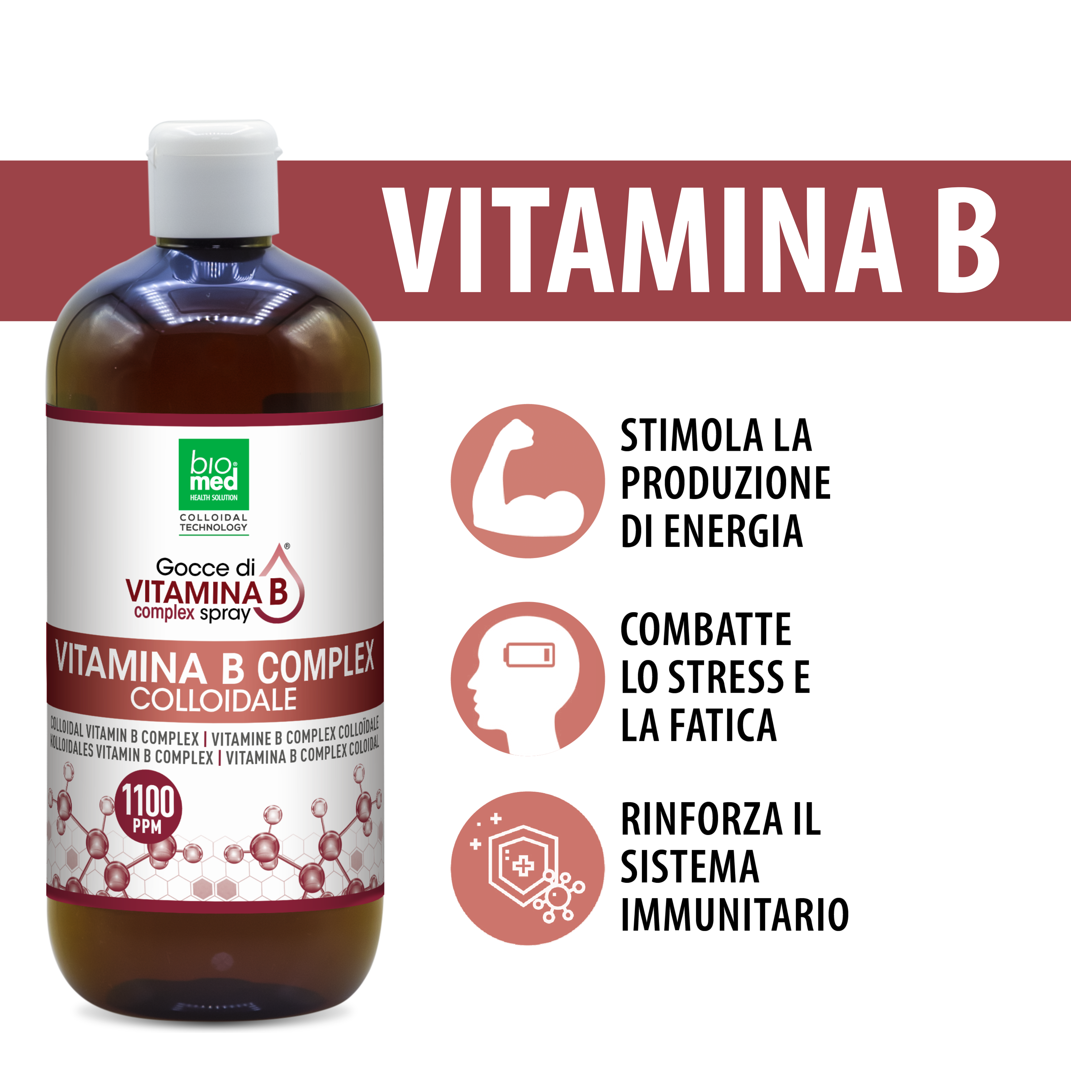 Vitamina B complex colloidale spray sublinguale 1100 ppm - 500 ml - Biomed Colloidali - Sito Ufficiale - Acquista quì i tuoi colloidali Spray