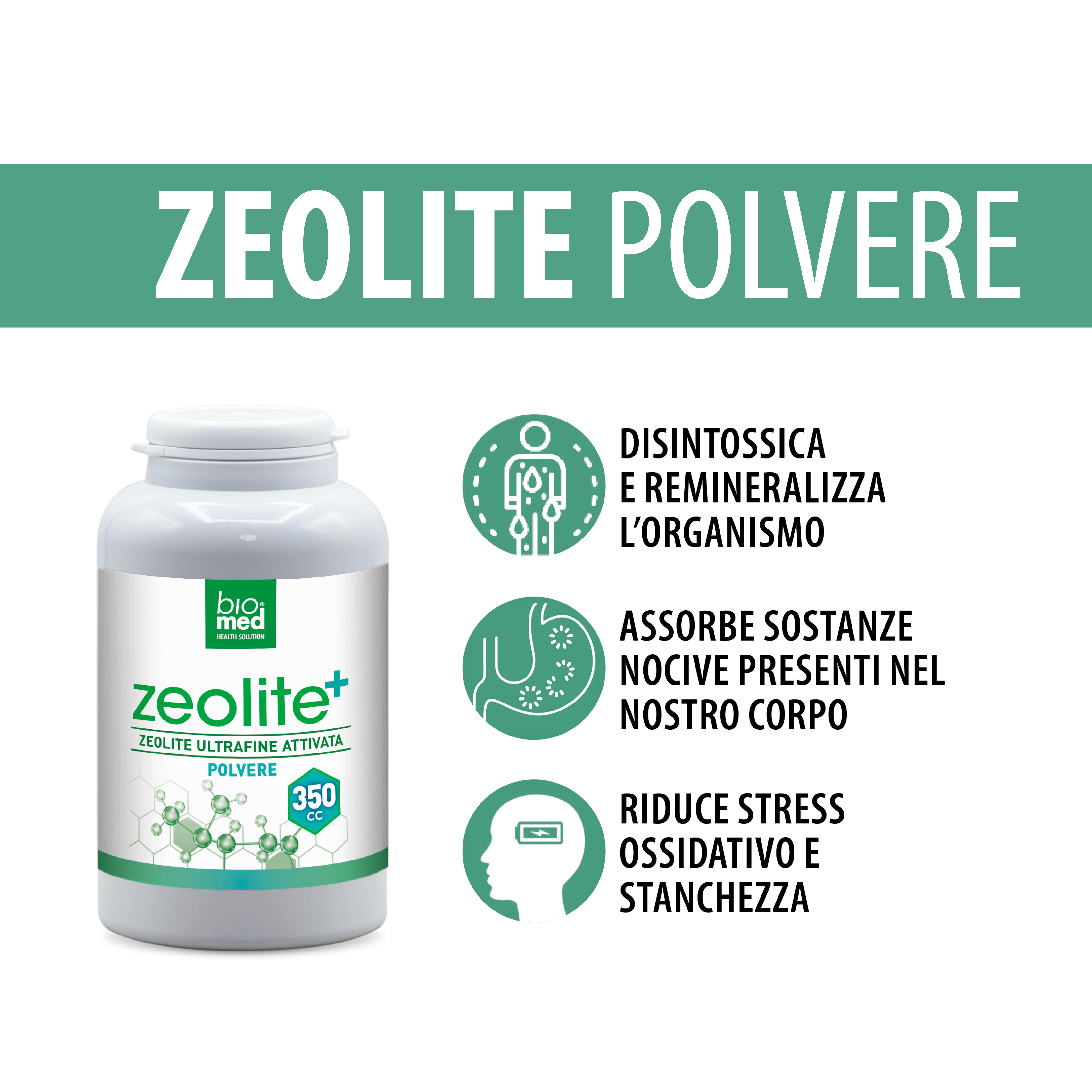 Zeolite+ ultrafina attivata - 350cc polvere - Biomed Colloidali - Sito Ufficiale - Acquista quì i tuoi colloidali Spray